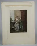 Untitled by Samuel Arlent Edwards, mezzotint on paper of two young girls with a dog, sold Jan 2019