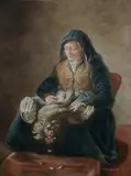 Untitled by Samuel Arlent Edwards, mezzotint on paper "Rembrandt's Mother", sold Jan 2019