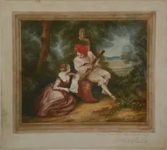 Untitled by Samuel Arlent Edwards, mezzotint on paper of a pastoral scene, sold Jan 2019