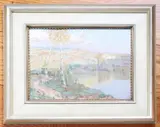 landscape with lake and mountains by Josef Ullmann, oil on board, sold Oct 2022