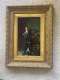 woman in an interior by Conrad Kiesel, oil on panel, sold Oct 2022