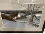 winter barn by John Charles Terelak, watercolor, sold Oct 2022