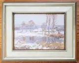 snow scene landscape by Josef Ullmann, oil on board, sold Oct 2022