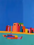 Gold Coast Landscape with Boatsman by Trevor Coleman, 2009, oil on canvas, sold Mar 2021