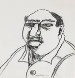 Portrait of a Man with Open an Shirt by Jan Neethling, 2015, charcoal on paper, sold Mar 2021