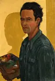Self-Portrait by Adelio Zagni Zeelie, 1955, oil on board, sold Mar 2021