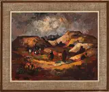 Johannesburg Landscape with Mine Headgear and Tailings by George Enslin, 1963, oil on canvas, sold Mar 2021