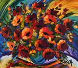 Still Life with Orange Flowers by Cornelius Bosch, oil on canvas, sold Mar 2021