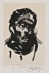 Portrait by William Kentridge, lithograph, sold Mar 2021