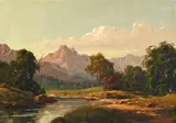 Landscape with Distant Mountains and River by Titta Fasciotti, oil on board, sold Mar 2021