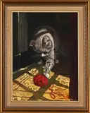 Portrait of Adelio's Cat by Adelio Zagni Zeelie, oil on board, sold Mar 2021