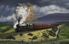 The Climb to Blea Moor by Stuart Marsh G.R.A, Oil on canvas 'The Climb to Blea Moor', an accomplished study of LMS Jubilee Class, sold Aug 2026