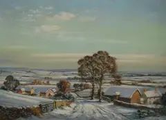 Snow Scene by Max Hofler, Oil on board, sold Aug 2026