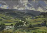 Untitled by Bertram Priestman, Oil on board, a vibrant Yorkshire Dale landscape in summer, initialled and dated, sold Jul 2026