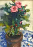 Pot Rose, Delft Plate by Tina Balmer, Oil on board, sold Jun 2026