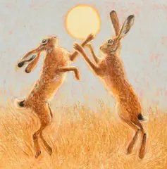 Boxing Hares by Geoffrey Smith, Oil on canvas, sold Jun 2026