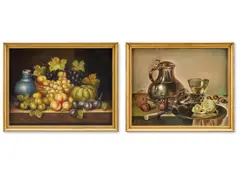 Still life with silver jug, glasses and nuts by Frederick Victor Bailey, oil, sold May 2026
