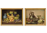 Still life with silver jug, glasses and nuts by Frederick Victor Bailey, oil, sold May 2026