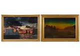Sunset in the weddell sea; and arctic twilight by Frank Wilbert Stokes, oil, sold May 2026