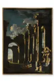 An architectural capriccio at moonlight by Gernnaro Greco 'il Masacotta', oil, sold May 2026
