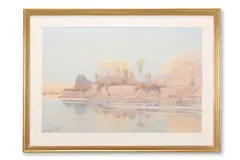 The hypaethral temple at philae by Augustus Osbourne Lamplough, Watercolour over pencil, sold May 2026