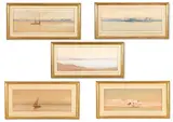 Five river landscapes by Augustus Osbourne Lamplough, Watercolour over pencil All signed, sold May 2026
