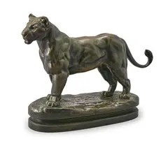 An animalier bronze 'lionne d'algérie' by Antoine-Louis Barye, sculpture, sold May 2026