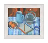 Orange and blue by Bella Taylor, Oil on board, sold May 2026