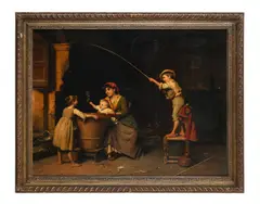 The young angler by Luigi Scaffai, Oil on canvas, sold May 2026