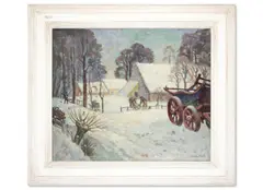 Working in the snow by Ethelbert White, Oil on canvas, sold Apr 2026