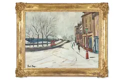 The embankment by chelsea bridge in the snow by Paul Maze, 1922, Oil on canvas, sold Apr 2026