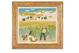 Cutting sunflowers by Alberto Morrocco, Oil on canvas, sold Apr 2026