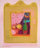 Window with bird and wine bottle by Leon Morrocco, Oil on canvas, sold Apr 2026