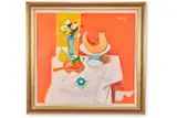 Still life with pumpkin and peperoni by Alberto Morrocco, Oil on canvas, sold Apr 2026
