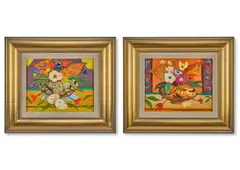 Golden bowl; flowers and new potatoes by David McClure, 1987, Oil on board, a pair Both signed, sold Apr 2026