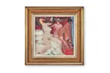 In a red room by Robin Philipson, 1988, Oil on board, sold Apr 2026