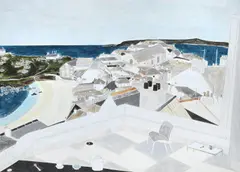 Balcony view from tate, no. 2 by Rachel Nicholson, Acrylic and pencil on canvas-board, sold Apr 2026