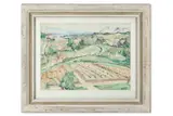 South african landscape with vineyard by Maud Sumner, Watercolour and pencil, sold Apr 2026