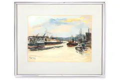 London docks by Paul Maze, Pastel on buff paper, sold Apr 2026
