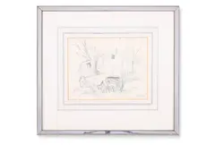 Gypsy caravans with donkey by Augustus John, Pencil, sold Apr 2026