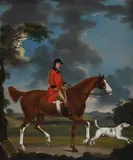 Portrait of colonel sloper with his favourite hunter and hound by Thomas Stringer, 1768, Oil on canvas, sold Apr 2026