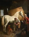 Sir edwin henry landseer and john phillip by John Frederick Herring Senior, Oil on canvas, sold Apr 2026