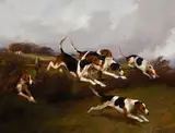 Hunting hounds by George Wright, Oil on canvas, sold Apr 2026
