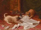 Tug of war by George Frederick Hughes, Oil on canvas, sold Apr 2026