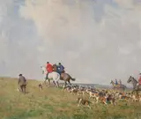 Hunting party by George Denholm Armour, Oil on canvas laid to board, sold Apr 2026