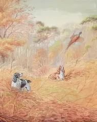 Spaniels putting up pheasants by Eric Meade-King, Watercolour heightened with bodycolour and black chalk, sold Apr 2026