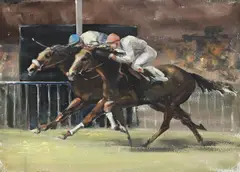 Passing the post by John Skeaping, Watercolour and bodycolour, sold Apr 2026