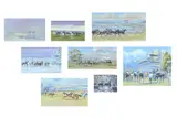 Eight racing scenes by David Trundley, Gouache on paper Five signed, sold Apr 2026