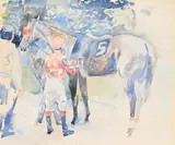 Saddling up by Colin Coots, Watercolour and pencil, sold Apr 2026