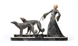 A large art deco study of a lady with two borzois, circa 1930 by Georges Gori, sculpture, sold Apr 2026